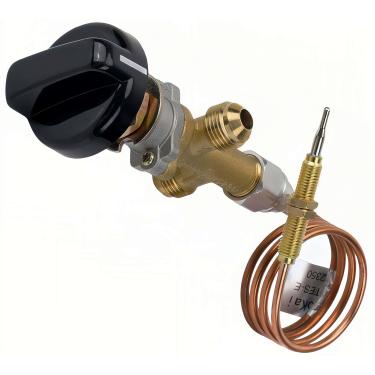 Imagem de BGD Kit de válvula de controle de segurança de falha de chama de lareira a gás propano GLP de baixa pressão com entrada e saída de alargamento de 3/20.3 cm (5/20.3 cm-18UNEF), serve para churrasqueira