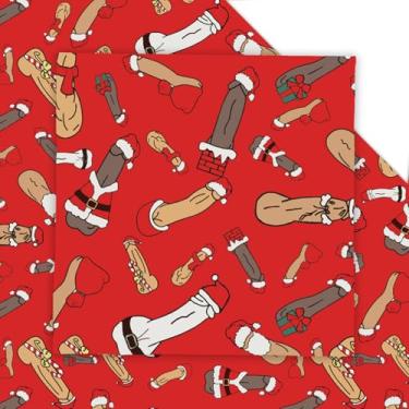 Imagem de Dtiafu Papel de embrulho engraçado para presente de Natal vermelho para adultos, dobrado, liso, formato rude, para mulheres, homens, adultos, marido, esposa, férias, aniversário (pacote com 6)