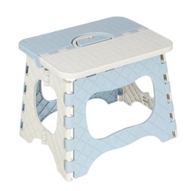 Imagem de Banqueta Dobrável Infantil Resistente Multiuso Banco De Plástico Retrátil Camping Praia Banquinho Acampamento Portátil (Azul)