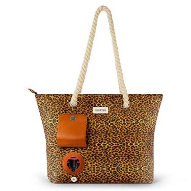 Imagem de CORK & VINE Sacola de vinho, isolada, à prova de vazamento, com alça de corda náutica | 3 x bolsa de bebida de 1,5 litros incluída, Leopardo, One Size