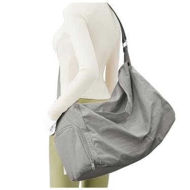 Imagem de Bolsa de ginástica pequena para mulheres com compartimento para sapatos, bolsa esportiva para viagens, bolsa de ombro para noite, Cinza