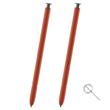 Imagem de Pacote com 2 canetas de substituição para Galaxy S22 Ultra S para Samsung Galaxy S22 Ultra Stylus 5G SM-S908U S22 Ultra S Pen sem Bluetooth + pino de ejeção (laranja)