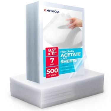 Imagem de Hygloss Folhas de projetor aéreo filme transparente semelhante a acetato, para projetos de artes e artesanato e salas de aula, folhas de fabricação de estêncil, não para impressoras, 21,6 cm x 28 cm,