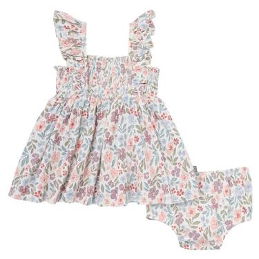 Imagem de Modern Moments by Gerber Conjunto de 2 peças de vestido de manga com babados e capa de fralda para bebês meninas, Jardim marfim, 3-6 Meses