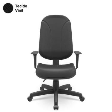 Imagem de Cadeira Presidente Operativa Vinil Giratória c/ Braços Reguláveis e Ba