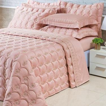 Imagem de Kit Cobre Leito Colcha Garland Queen 100% Algodão 400 Fios Acetinado B