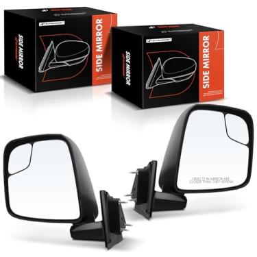 Imagem de A-Premium Par (2) Espelho retrovisor manual do lado do motorista e do passageiro - compatível com Nissan NV200 2013-2021 e Chevrolet City Express 2015-2018 - Espelho retrovisor externo preto dobrável