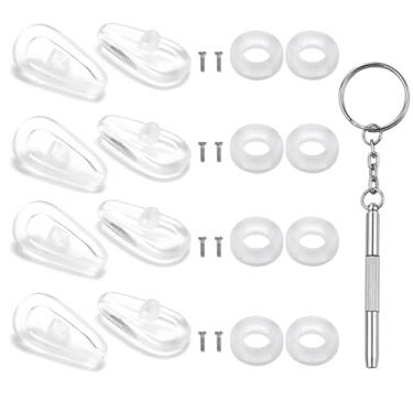 Imagem de AB Max Almofadas de nariz acolchoadas macias de borracha para substituição de óculos de sol almofada de nariz incluída com alças de orelha antiderrapantes e kits de reparo de óculos para óculos de sol