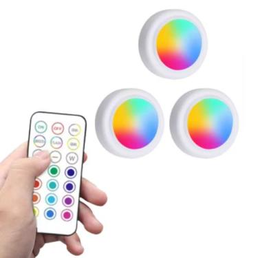 Imagem de Luminária Lampada LED Kit 3 Spots Controle Remoto RGB - Hxt