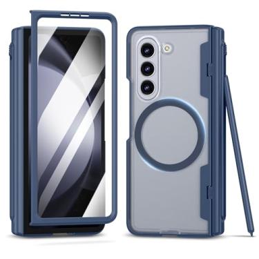 Imagem de Ruky Capa para Galaxy Z Fold 5 com proteção de dobradiça, [Não serve para Z Fold 6] com protetor de tela integrado e com compartimento para S Pen, [compatível com MagSafe] Capa protetora translúcida