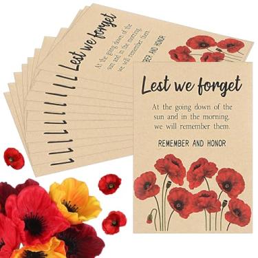 Imagem de 100 envelopes de papoula lembrancinhas do Dia Memorial Lest We Forget Papel Kraft Pacotes Pequenos Envelopes Autoadesivos para Memorial Day Veterans Day Lembrança Celebração da Vida Funerais Presentes