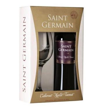 Imagem de Kit Presente Vinho Tinto Suave Saint Germain Kit Com Taça
