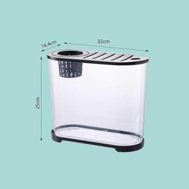 Imagem de Aquário Tanque de peixes de mesa HD transparente pequeno aquário de acrílico tanque de peixes dourados tanque de alimentação de tartarugas com tampa Aquário(32x14.4x25cm)