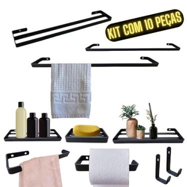 Imagem de Kit de porta toalha acessorios para banheiro com 10 peças Miamil