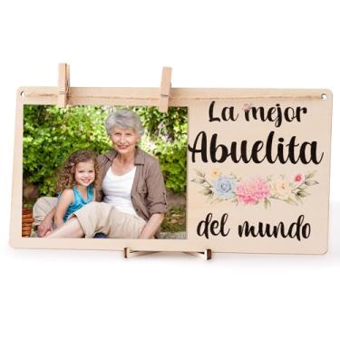 Imagem de CJiangpo Porta-retrato World's Best Grandmother, La Mejor Abuelita del Mundo, moldura floral de madeira espanhola, presente de aniversário para avó, avó, enfeite decorativo