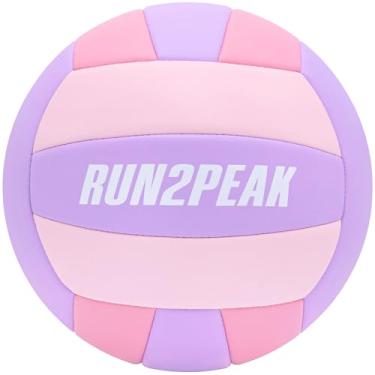 Imagem de RUN2PEAK Presentes de bola de vôlei rosa roxo macio para meninas, jovens, adultos, equipes iniciantes, bolas de vôlei para uso interno, praia, piscina, quintal, tamanho oficial, 5, treinamento