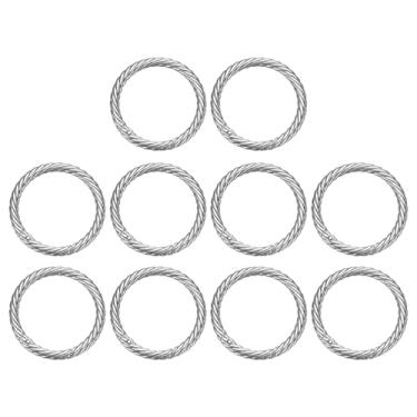 Imagem de HARFINGTON 10 pçs anéis de mola O 3,8 cm redondo gatilho metal gancho de pressão círculo prata chaveiro clipe chaveiro para bolsas bolsa porta-chaves