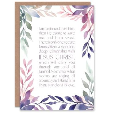 Imagem de Artery8 Cartão de aniversário cristão "I am a Sinner Charles Spurgeon" com citação violeta floral em branco para ele ou ela