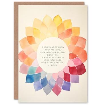 Imagem de Artery8 Cartão de aniversário espiritual passado presente futuro budista mindfulness mandala cartão em branco para ele ou ela