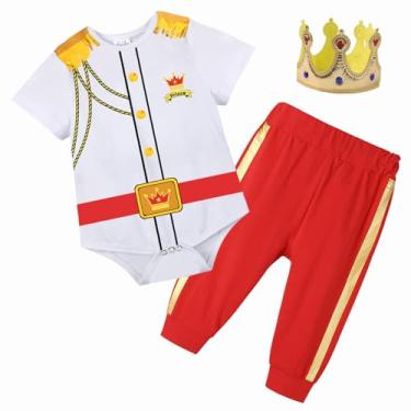 Imagem de Xuomuen Fantasia de príncipe encantado para bebês meninos, vestido de príncipe real medieval, cosplay de Halloween, 0 a 3 meses