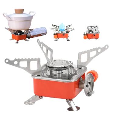 Imagem de AZIDWERYQ Fogão de acampamento dobrável, antiderrapante, fogão, resistente, dobrável, mini fogão portátil para 3 a 5 pessoas, fogão de bolso multiuso para acampamento, emergência e fogão dobrável ao