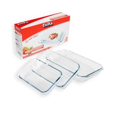 Imagem de 3 refratários de Vidro Retangulares