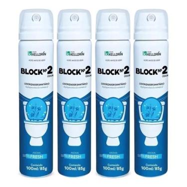 Imagem de Kit 4 Odorizador Sanitario Block Nº2 Fresh 100ml 85g - Kelldrin