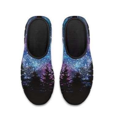 Imagem de XOTOFIMOD Tênis masculino casual, respirável, para negócios, elástico, corrida, caminhada, tênis, golfe, confortável para jogar tênis, Galaxy Forest, 34