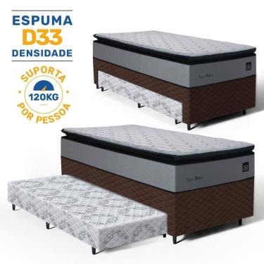 Imagem de Cama Box com Colchão de Espuma D33 Pillow Top Maxx + Auxiliar de Espuma Unique Solteiro 88cm