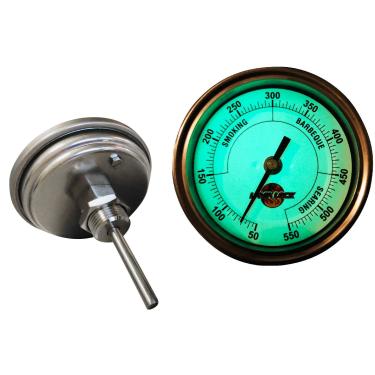 Imagem de Termômetro de brilho de 7,6 cm LavaLock, haste ajustável de 7,6 cm, tela NPT BSP 550F de 1,27 cm