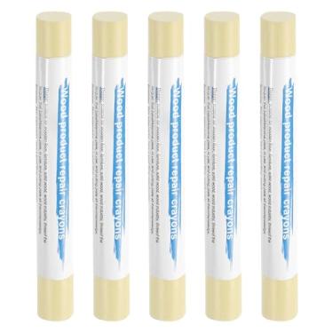 Imagem de HARFINGTON 5 peças de bastões de enchimento de madeira, cera de madeira, retoque de móveis, gizes de cera de reparo para madeira, bordo branco