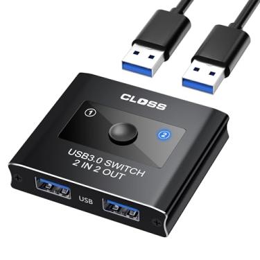Imagem de Closs Switch Closs Usb 3.0 2 Entradas 2 Saídas, Comutador Usb Para 2 Computadores, Compartilha Teclado, Mouse, Impressora, Scanner, Seletor De Switch Kvm, Compatível Com Windows, Mac, Linux, Inclui