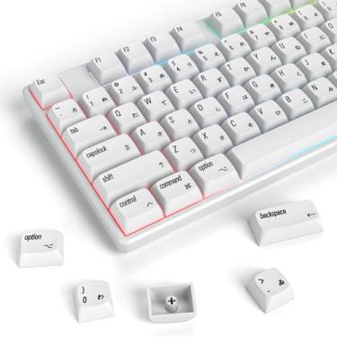 Imagem de Guffercty kred Teclas brancas minimalistas XDA Profile 75% Dye-sub PBT com teclas ISO para teclado mecânico MAC 60% 65% 75% 96% (Minimalista-A)
