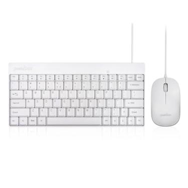 Imagem de Perixx PERIDUO-212W, conjunto de mini teclado e mouse com fio, conexão USB, branco