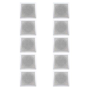 Imagem de  Kit 10 Base Arandela de Teto Quadrada Plastico Fiamon Para Alto Falante 6" Gesso