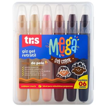 Imagem de Giz Gel Retrátil Mega Tons De Pele Com 6 Cores Estojo Tris