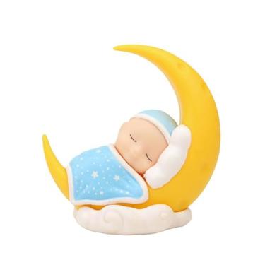 Imagem de Sleeping Baby Cake Topper, Mini Baby Moon Cake Topper, Moon Baby Figurine Cake Topper, Birthday Party Cake Topper, Car Dashboard Ornaments