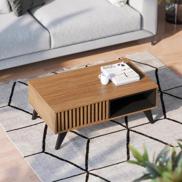 Imagem de Mesa De Centro Retangular 1 Nicho Jeri Noce Milano Preto Fosco Noce Milano Preto Fosco