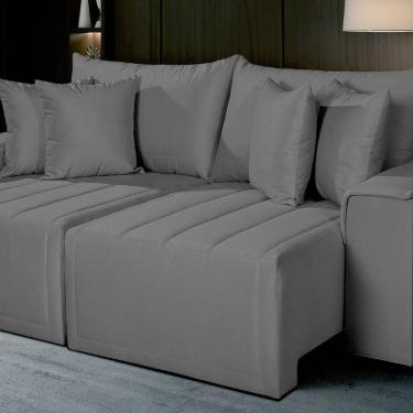 Imagem de Sofá Living Retrátil Com Molas 210 Cm Veludo Veneza Cinza Chumbo