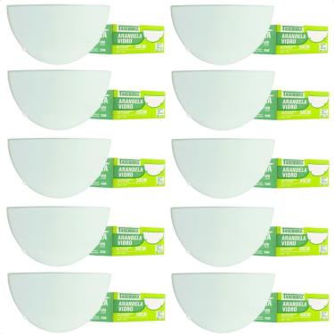 Imagem de Kit 10 Arandelas Taschibra Jurerê Vidro Meia Lua E27 Bivolt