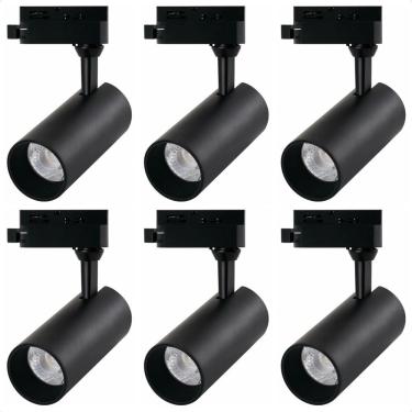 Imagem de Kit 6 Spot Led Mr16 Para Trilho Eletrificado Preto 110/220v 6500k Frio