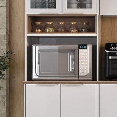 Imagem de Paneleiro Duplo Em Aço 4 Portas Com Espaço Para Forno Dobradiça Slow Motion Renova Branco Neve