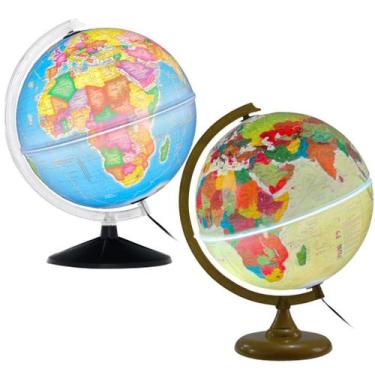 Imagem de Globos Terrestres 30 cm Luminosos - Politico + Histórico Giratórios - 