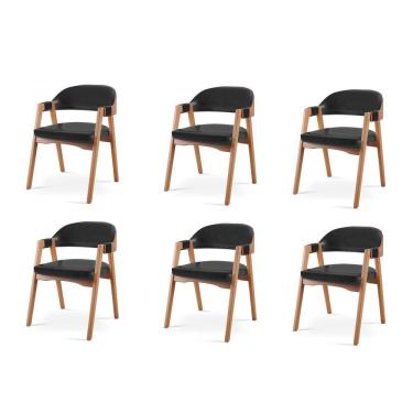 Imagem de Conjunto de Cadeiras para Sala de Jantar 6 Unidades Gaia Preto