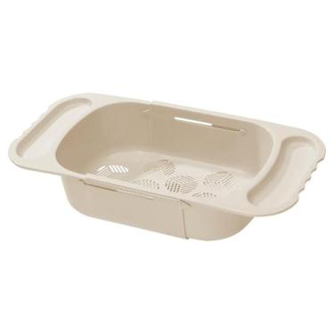 Imagem de 2 peças - Cesta de drenagem simples extraível doméstica, pia para lavar louça, filtro de água, utensílios de mesa - Cesta de drenagem [cáqui]
