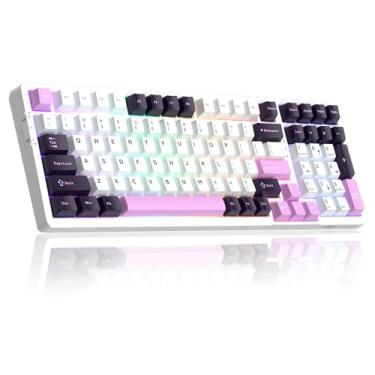 Imagem de MageGee Teclado Mecânico Gamer Light100 Com Fio Cremoso, 96% De Vedação, Troca A Quente, Amortecimento Som 6 Camadas, Retroiluminação Rgb Para Win/Mac/Pc, Teclas Pbt, Roxo