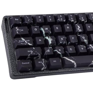 Imagem de JOMKIZ Teclas PBT – Conjunto de teclas magnéticas para jogos, 131 teclas Cherry Profile Dye-Sub Custom Keycap, teclas estilo mármore para teclado mecânico 60%, 65%, 75%, 100% Cherry MX (preto)