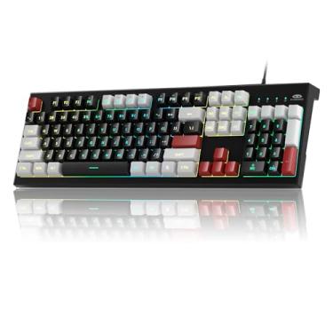 Imagem de MageGee Teclado Cremoso, K2 Com Fio Rgb Retroiluminado, 104 Teclas Ergonômicas À Prova D'Água, Para Pc/Loptop/Mac - Knight Red