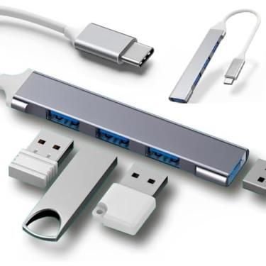 Imagem de Hub Adaptador Usb Tipo C 4 Portas Multifuncional 5.0Gbps Conversor Usb Para PC Notebook Laptop Pen Drive Mouse Teclado Impressora Cartão Leitor Usb 3.0