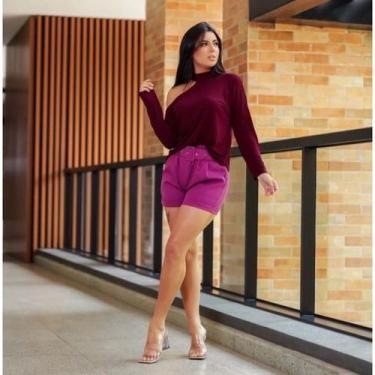 Imagem de Blusa manga longa feminina decote no ombro viscolaycra gola alta - Fil